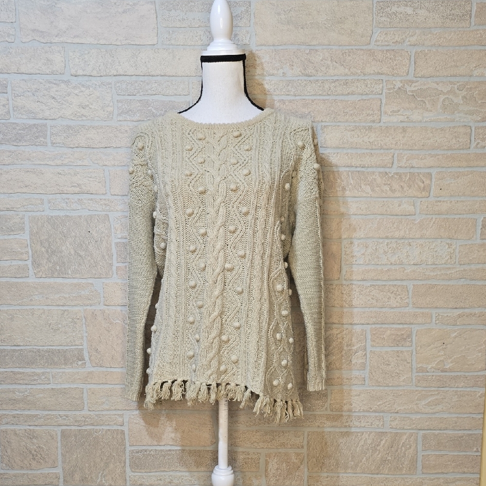 Yamamoto Cable Knit Bobble Sweater Cozy Cottagecore Cabincore Chunky Pullover M
